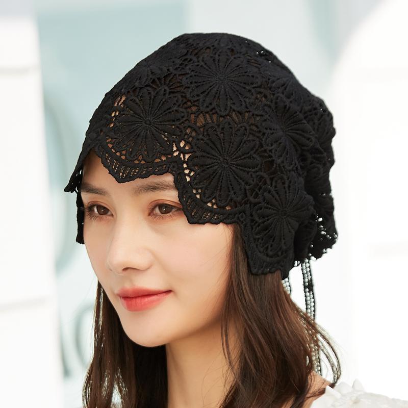 Damen Koreanischer Stil Hohlhäkeln Mehrzweck Pferdeschwanz Turban Blume Lässige Dekorative Mütze