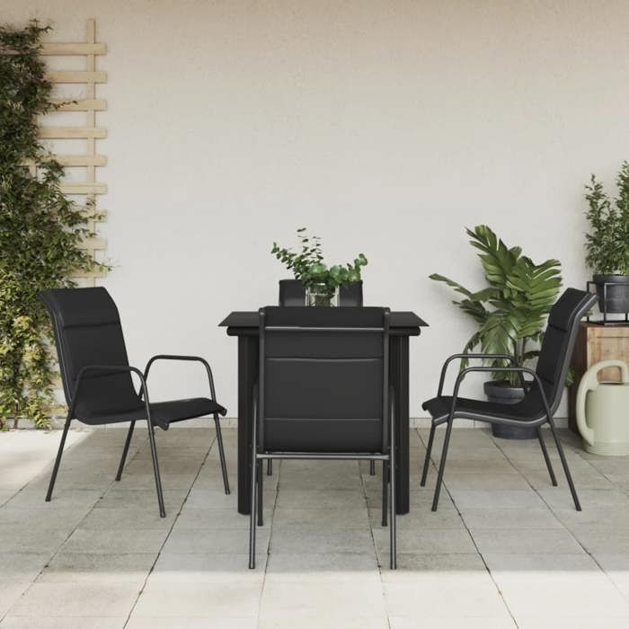 VidaXL Garden Dining Set 5 Pcs Black Textilene and Steel 3200711