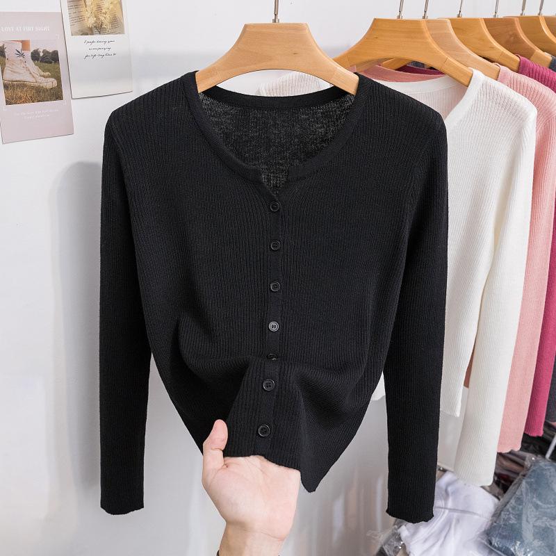 2024 Women's Lightweight Wool Knit Cardigan: Soft, Long Sleeve Sun Protection for Spring/Summer