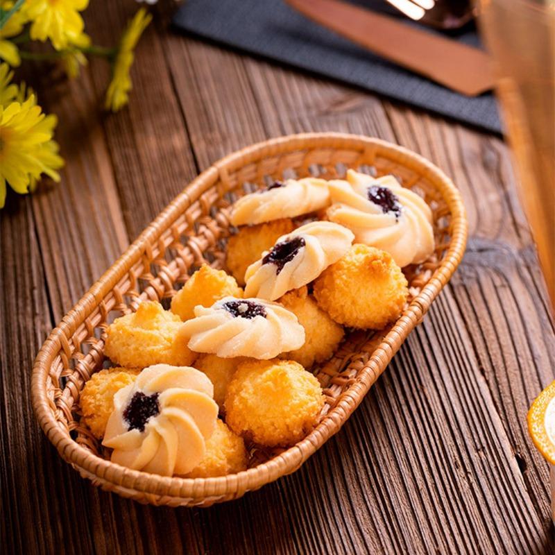 Eco-Friendly Hand-Woven Snack Basket Ins Fruit Snack Bread Collection Basket Home Desktop Decoration Rattan Woven Storage Tray