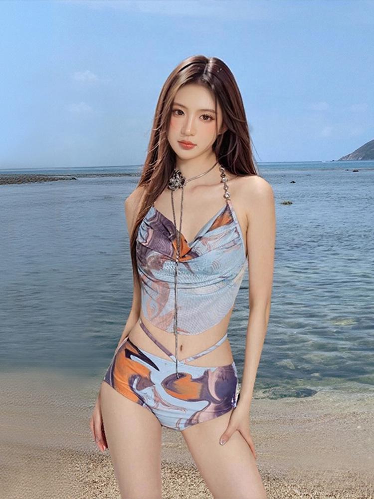Women's 2025 Push-Up Bikini Set: Three-Piece Swimsuit with Long Skirt, Underwire Support, Beach & Resort Wear.