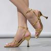 Liyke Sexy Snake Print Leather Ankle Strap Gold Sandals Women Narrow Band Square Open Toe Gladiator High Heels For Ladies Shoes