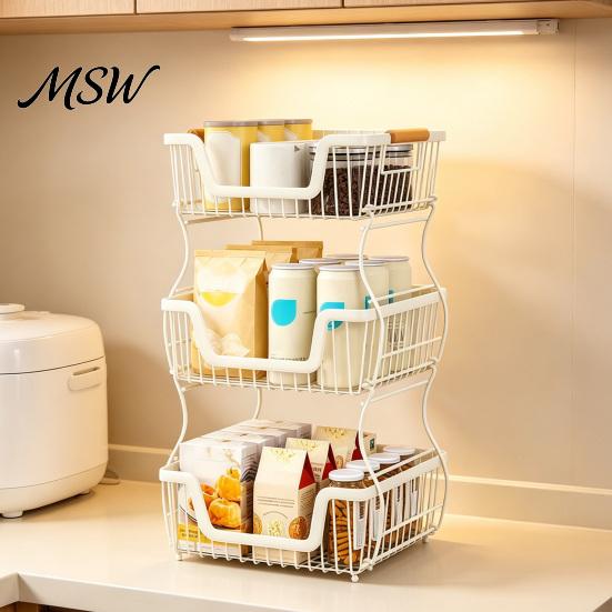 Heavy Duty Storage Stand 2/3 Layer Countertop Organizer Rack, Fruit Basket Stand, Metal Rack Space Saving Carbon Steel for Kitchen, Pantry