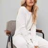 Pajamas Women's Spring and Autumn Thin Fashion Pure Cotton Round Neck Loungewear New Long-sleeved Trousers Set