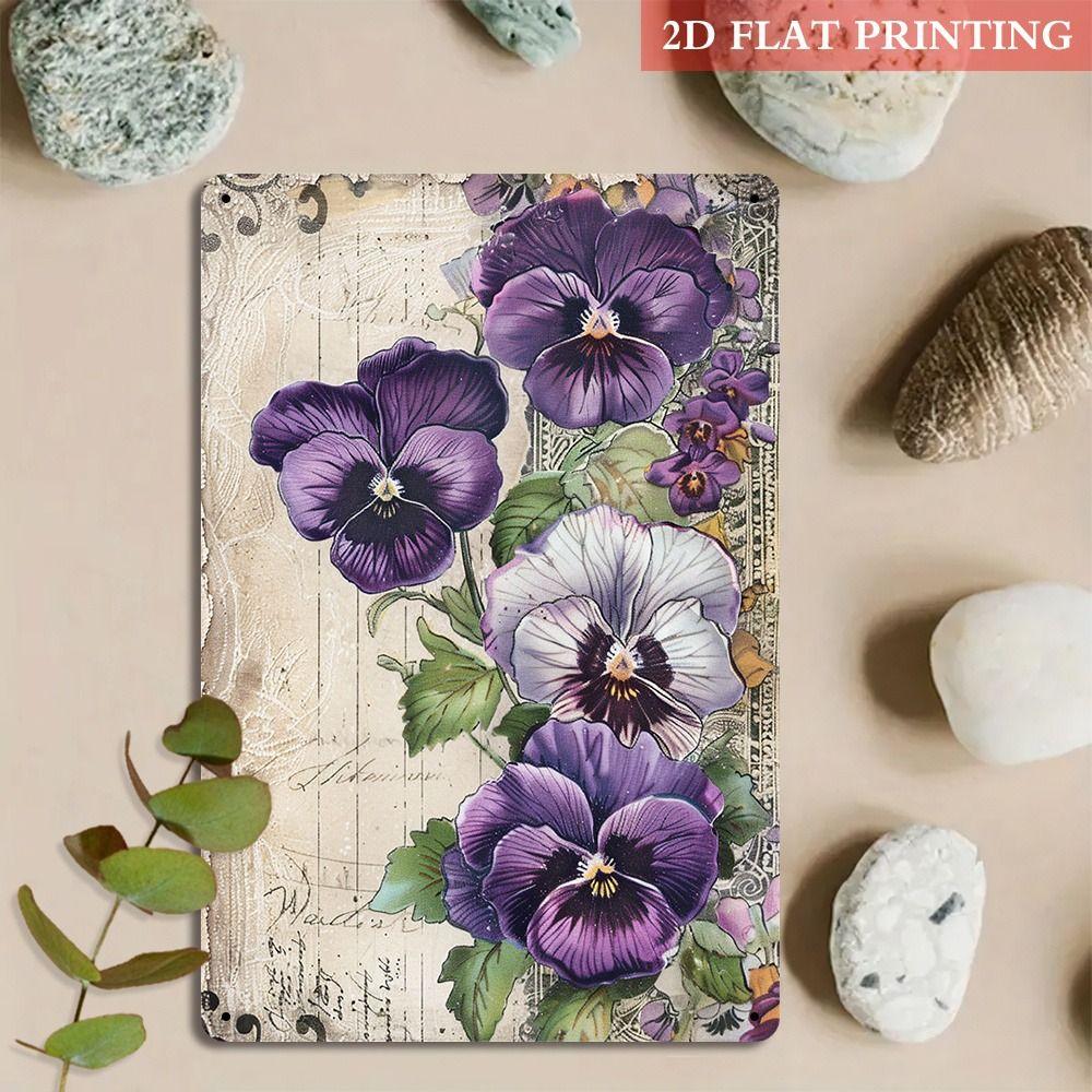 Vintage Metal Flower Wall Art Poster, 20x30cm Decorative Home Garden Sign