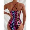 Vintage Bunte Leopard Print Bademode Frauen Tie Dye Gradient Push Up Bauch Kontrolle Ein Stück Badeanzug Strand Badeanzüge 2025