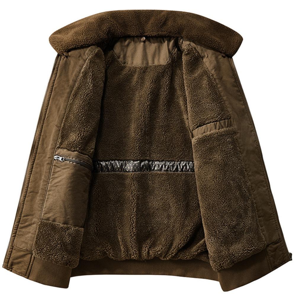Winter New Fleece Thick Warm Pilot Jacket Men Fashion Casual Windproof Coat Men Autumn Outwear Outdoor Fur Collar Jacket Men