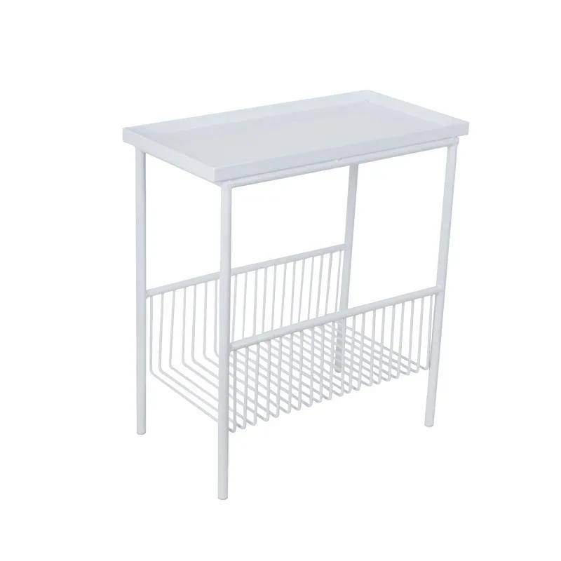Wrought Iron Corner Table - Sofa Side & Bedside Storage Rack, Nordic Style Small Coffee Table for Home & Office
