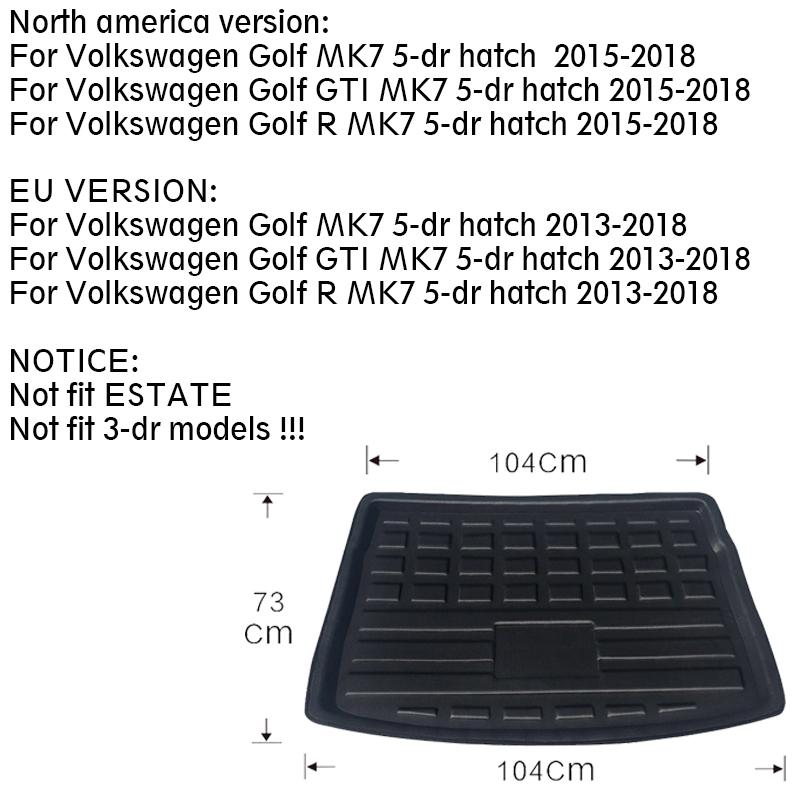 EVA Material for VW Golf 7 Accessories Volkswagen Golf Mk7 Hatchback GTI R 2013~2018 Car Trunk Mats Liner Waterproof Storage Pad