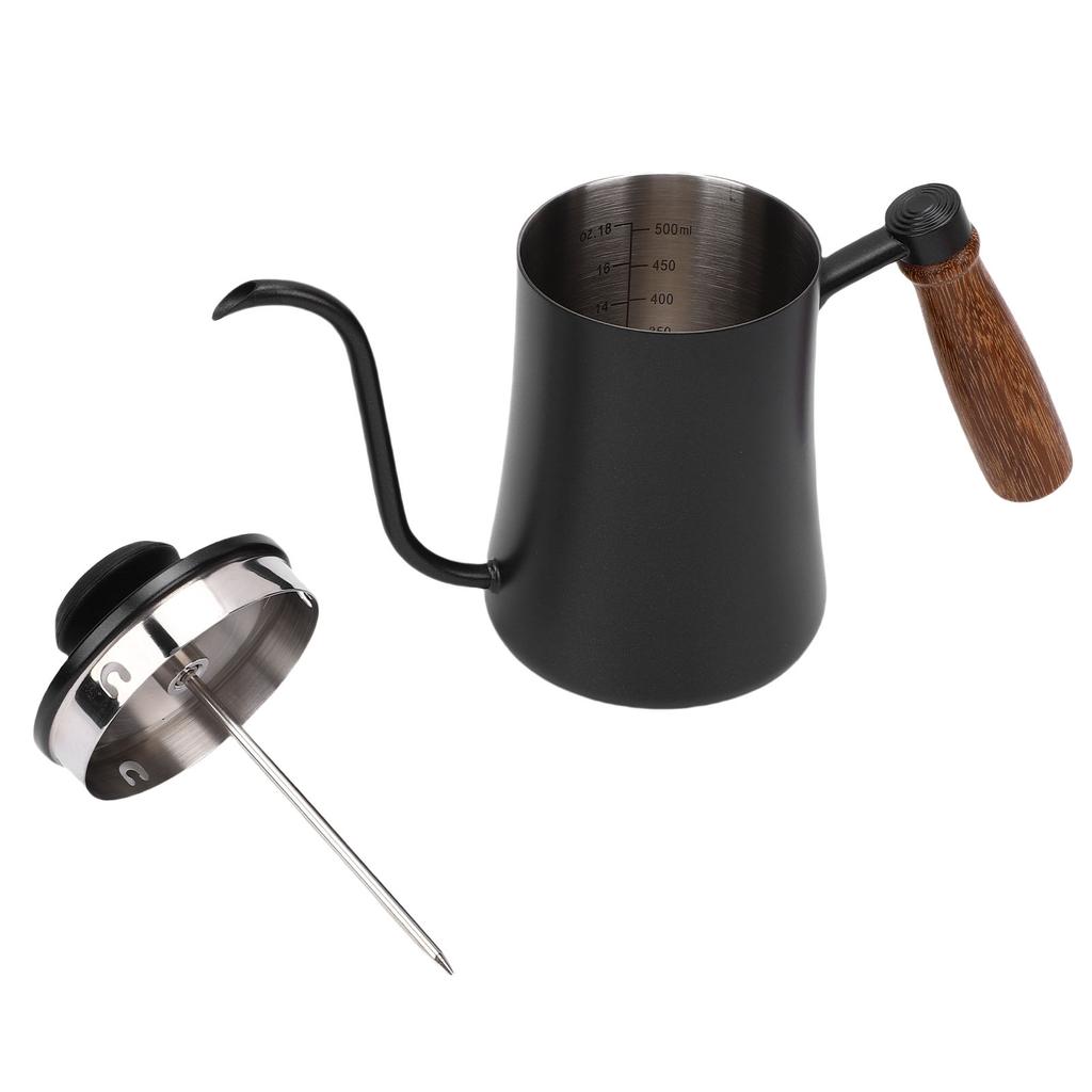 Tea Kettle with Thermometer 500ml 304 Stainless Steel Gooseneck Kettle Pour Over Coffee Pot Home Kitchen Water Boiler