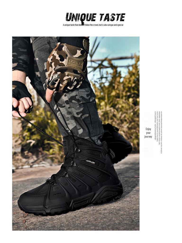 Plus Size Breathable Outdoor Military Boots - Wear-Resistant Hiking & Mountaineering Shoes