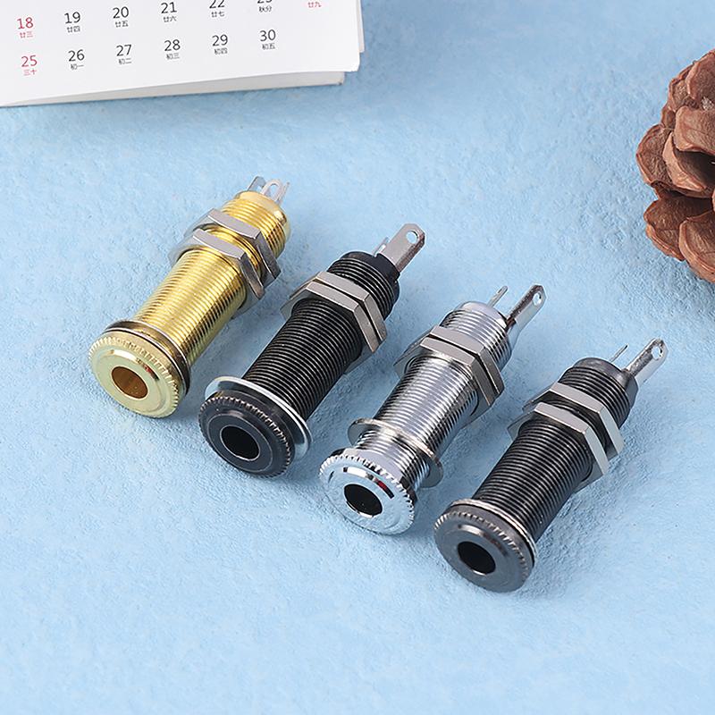 1/4 Inch Output Straight Tube Style Anti-noise Audio Jack Brass Electric Guitar Bass Jack Plug 6.35mm Socket Stereo