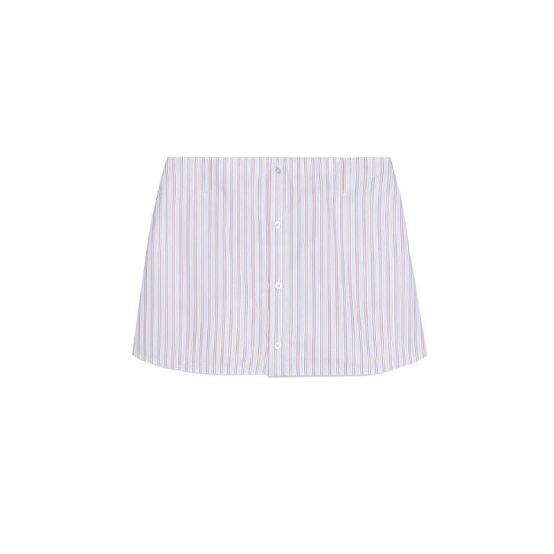 

Lapel Long Sleeves Loose Poplin Shirt 2020458 Stripes Vacation Style Mid Waist Casual Culotte 6929410 Sky Blue Pants L