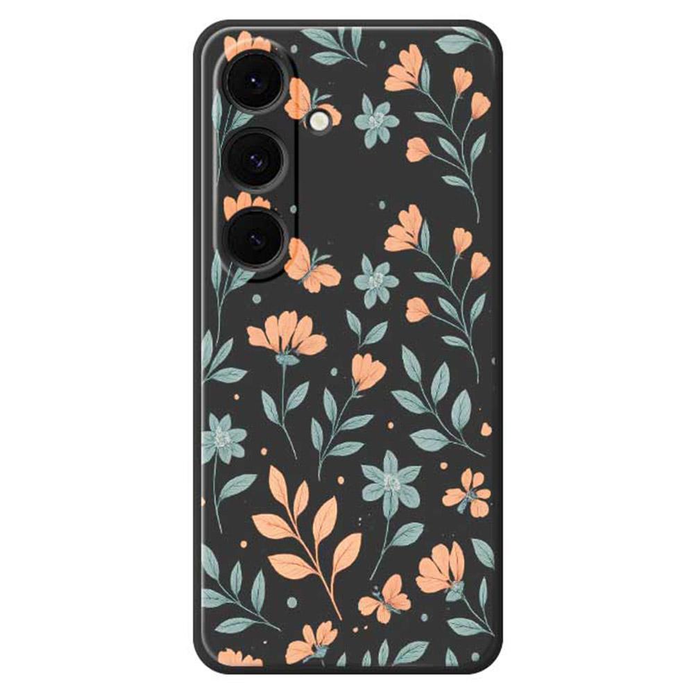 

Для Samsung Galaxy S25+ Чохол Жовті Квіти Візерунок Друк Прямий Край ТПУ Задня Кришка Телефону Black