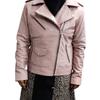 Women's Baby Pink Lambskin Leather Jacket | Quilted Designer Biker Leather Jacket | Shinny Winter Jacket