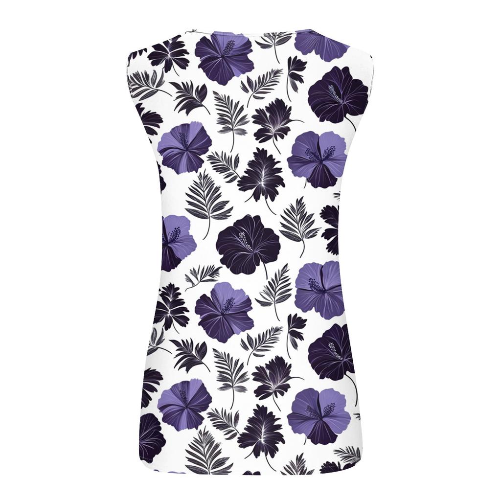 Damski top bez rękawów z dekoltem w serek, podstawowy, nadrukowany, swobodny, swobodny, bez rękawów, z głębokim wycięciem z boku, dla kobiet