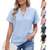 Maglietta casual ampia con scollo a V, tinta unita, da donna, primavera estate