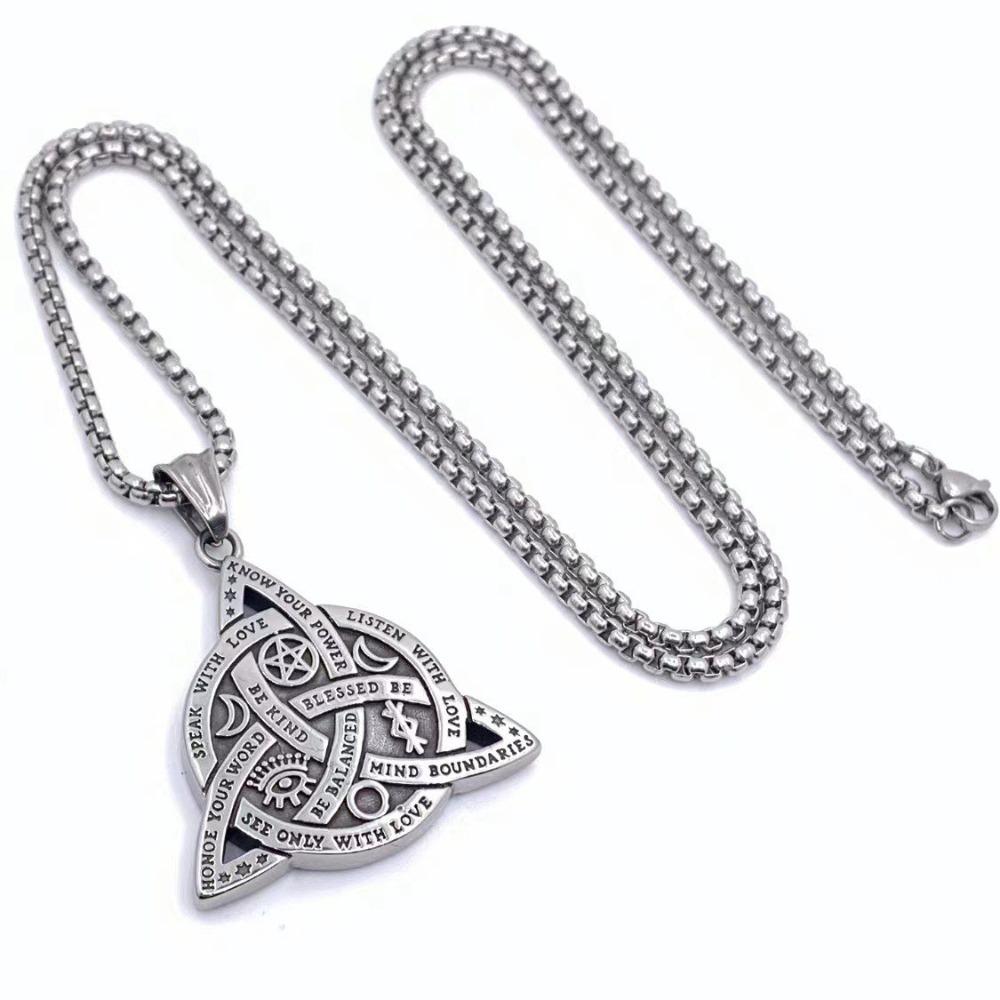 Trendy Viking Sun Tarot Triangle Pendant Titanium Steel Necklace Stainless Steel Jewelry Gift