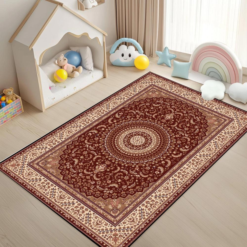 Chinese Traditional Pattern Rug Double Happiness Cloud Motif Ethnic Retro Anti-Slip Carpet for Living Room Bedroom