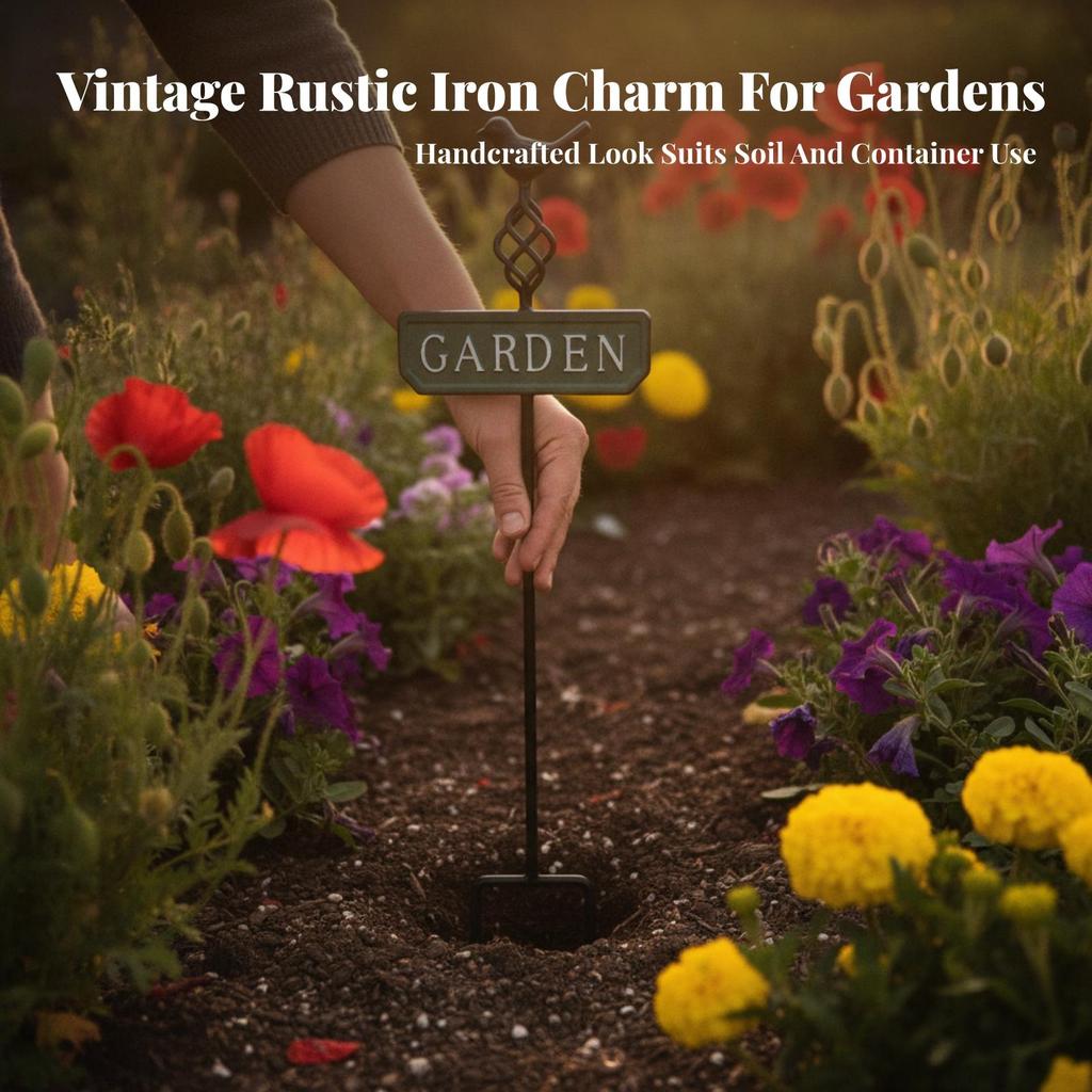 Garden Stake Sign with Bird Topper Sturdy Metal Decor High-Quality