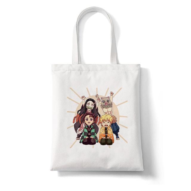 Demon Slayer Japan Anime Kimetsu No Yaiba Kamado Tanjirou Kabelky Taška cez rameno Nákupná kabelka Vysokokapacitná dámska plátená taška