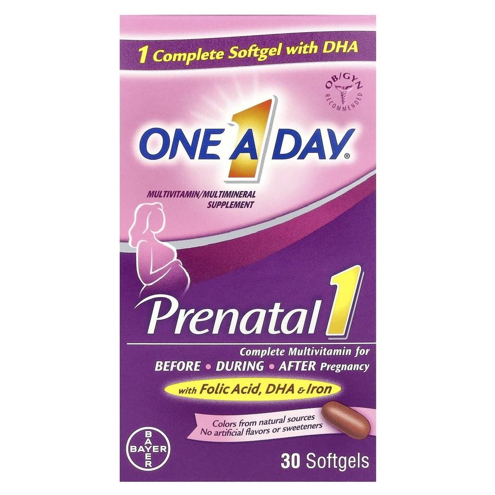 OneADay Prenatal 1 Multivitamin/Multimineral Supplement Softgels with Folic Acid, DHA, and Iron (30 Tablets) Folic Acid DHA