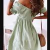 Summer Women's Short-sleeved One-shoulder Waist-skimming Ruffle Cuffs Solid Color Party Resort Dress
