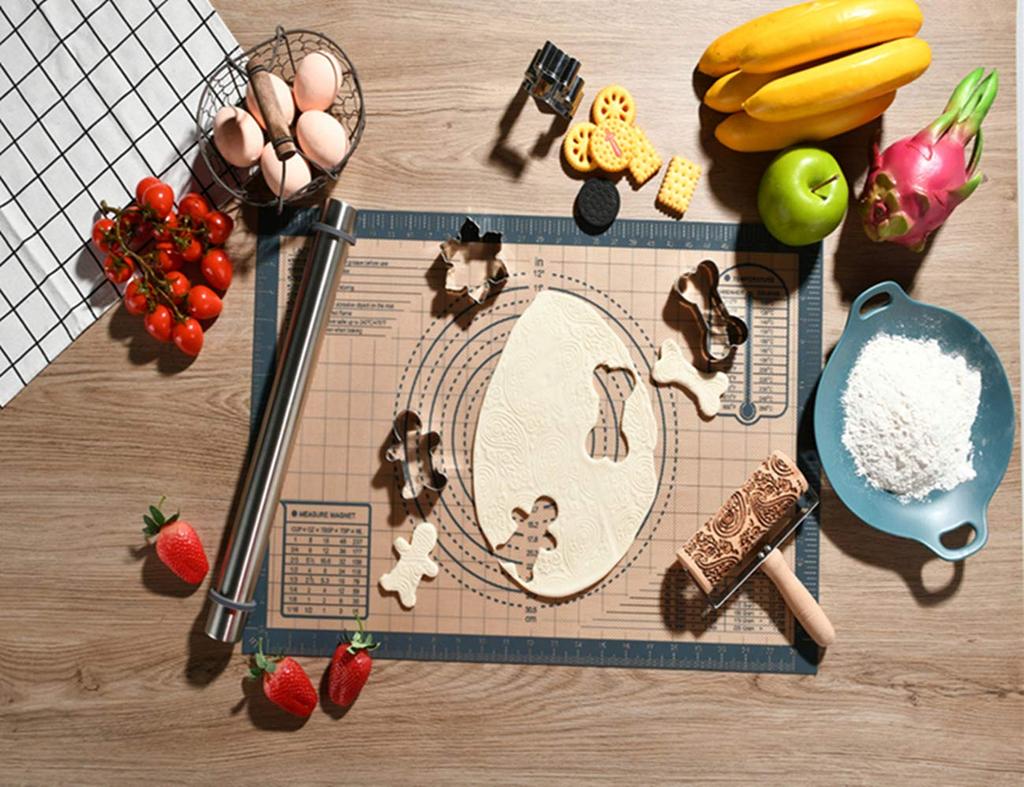 Lazymi Large Cooking Mat, Thick Food-Grade Silicone, Baking Mat with Graduations, 60x40cm, for Cookies, Pizza, and Bread Making, Heat-Resistant, Kitch