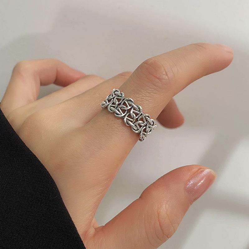 Women's Retro Punk Adjustable Cross Bead Ring