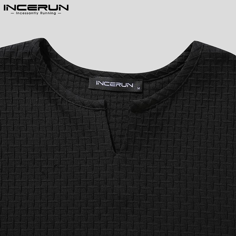 INCERUN летние мужские топы с v-образным вырезом и короткими рукавами — фото 8