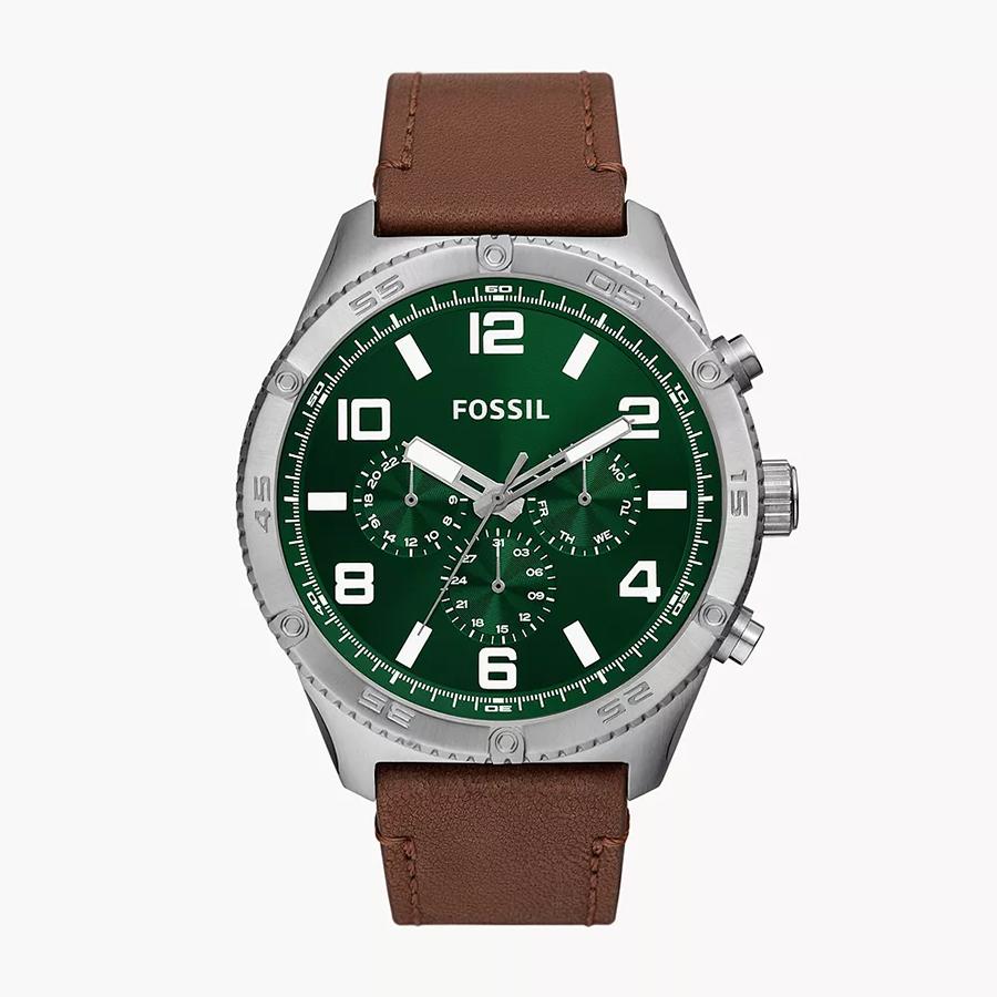 

Men s Silver Stainless Steel Brown Leather BQ2801