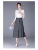 Women's Fashionable A-line Pleated Midi Skirt, High Waist, Slimming Large Hem, Casual 2026 Spring Collection