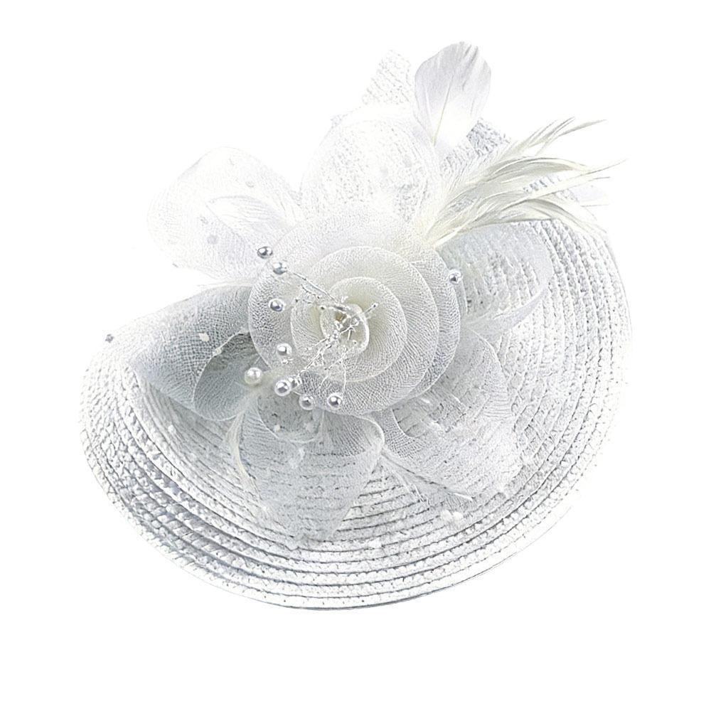 Fashion Mesh Ribbons Fascinator Caps Flower Feather Elegant Hair Drop Fascinator Hat Headwear Bridal Wedding