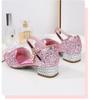 Girls' Crystal High-Heeled Sandals - Elsa Princess Style for Summer 2024