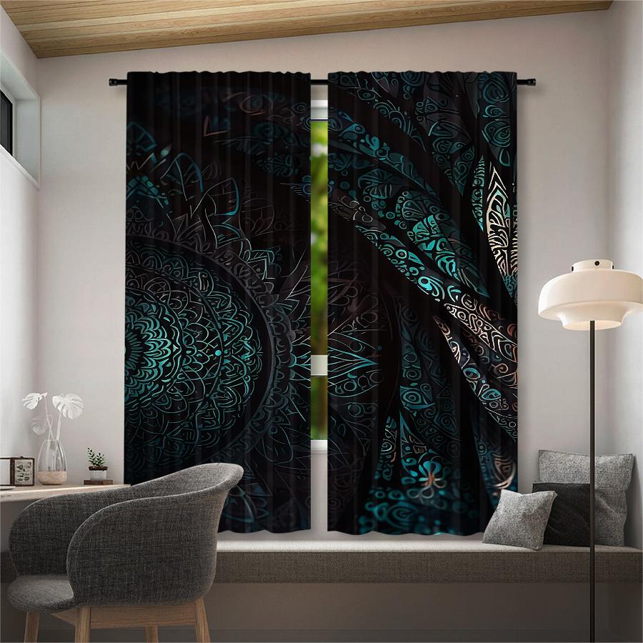 Retro Compass Print Curtains Pole Bag Christmas Decorations Daily Home Room Curtain Polyester