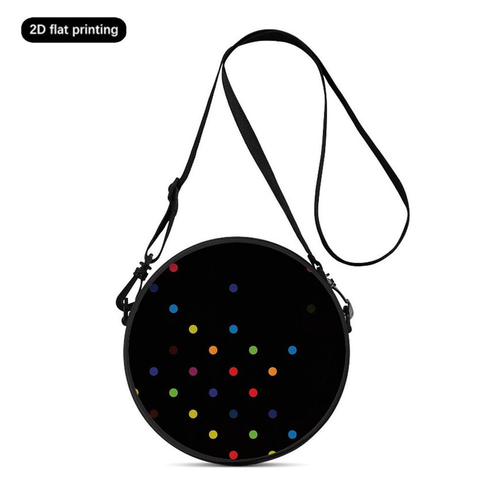 Dot Print Round Shoulder Bag Casual Messenger Bag for Woman Best Gifts 2D Flat Casual Daily Crossbody Bag