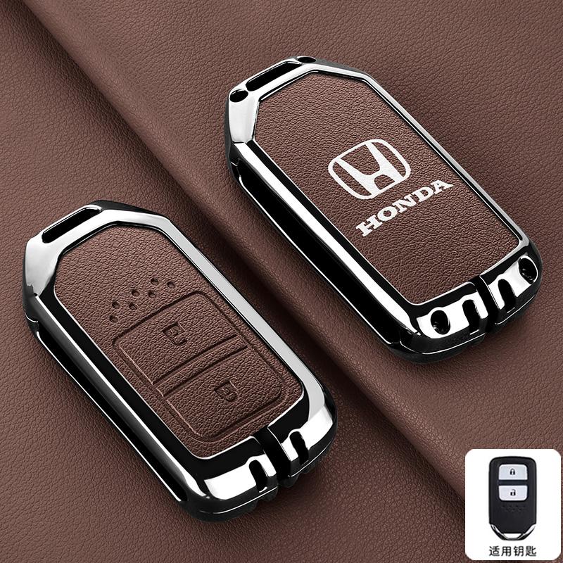 

2025 Leather Car Remote Key Case Fob Cover For Honda CRV CR-V Fit Civic Accord HR-V HRV City Odyssey XR-V Keychain Accessories