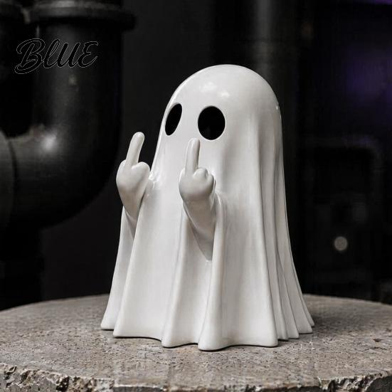 Contenitore Porta Cancelleria Ufficio Figurine Fantasma Dito Medio di Halloween Portapenne Gesto Spettrale Resina Organizer per Cancelleria Supporto Ornamenti Carini,