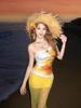 Design Sense Dopamine Vacation Style Lace Tulle Fishtail Skirt Sunset Sunset Print Tube Top Set Long Skirt