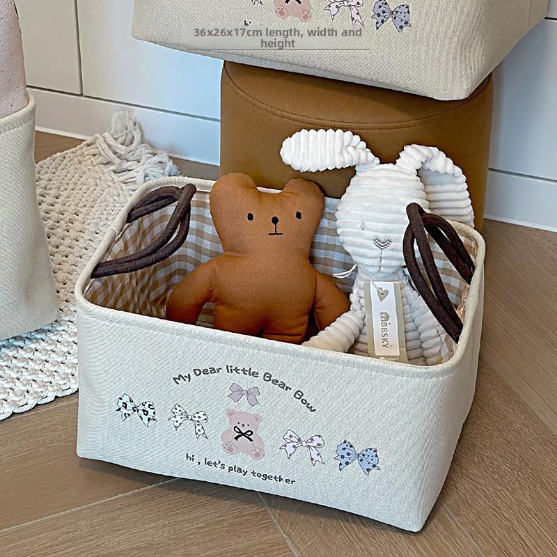 Cartoon Bear Storage Basket Thickened Fabric Car Finishing Basket Cute Sweet Wind Home Clothes Desktop Storage Box