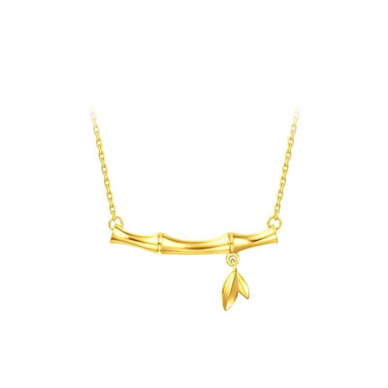 Ancient gold crafts Bamboo Necklace Fashion Design Light Luxury Simple Style choker Pendant for women Party Jewelry Gift