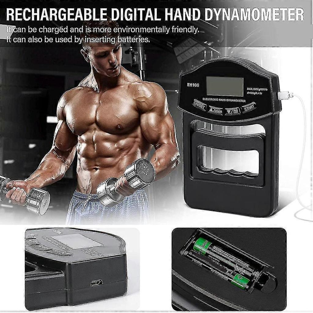 Srbtv-grip Strength Tester, 396lbs/180kg Digital Hand Dynamometer Grip Strength Meter Usb Lcd Screen Hand