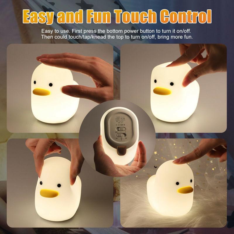 Cute Duck Led Night Light Children Bedside Energy Saving Dimmable Table Lamp Home Decoration Lamp