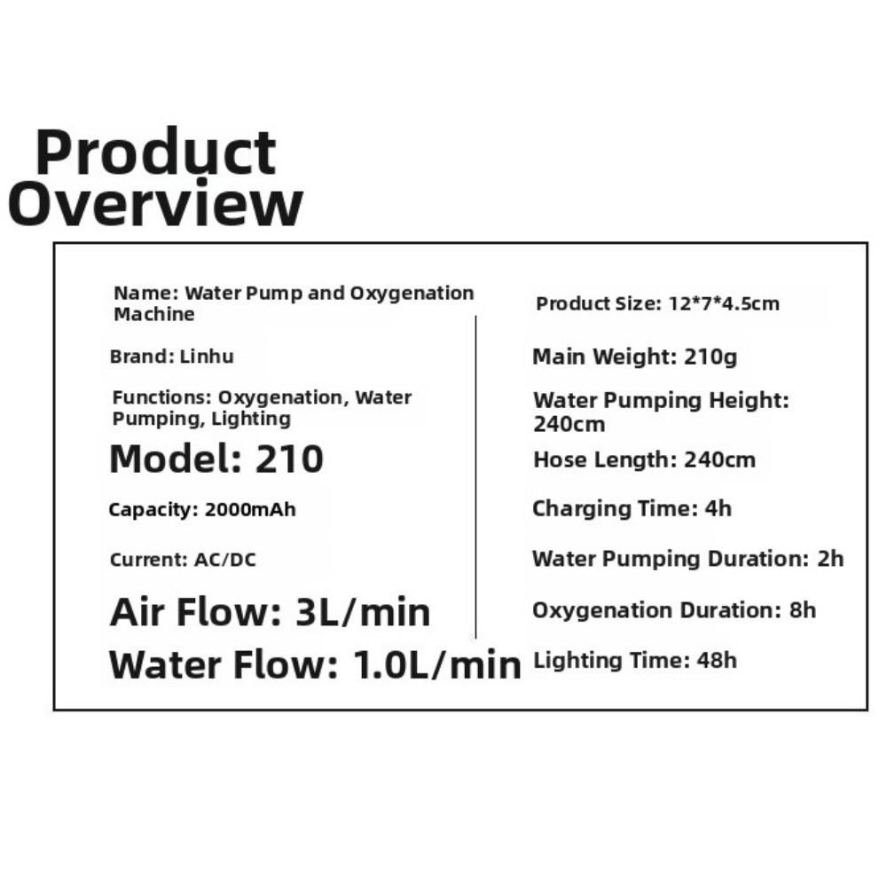 With Air Stone Mini Oxygen Pump 3-in-1 USB Charging Pump Portable Air Pump For Pond Aeration