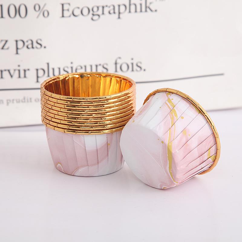 Roll Mouth Cup High Temperature Resistant 50 PCs Thick Baking Cup Baking Cups Medium Large Cake Gold and Silver Cake Paper Cups
