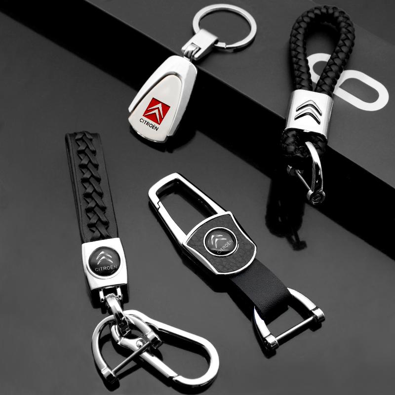 Metall Läder Citroen C1 C2 C3 C4 Saxo C4L C5 C6 VTS C-ELYSEE Picasso Cactus För Bil Nyckelring Nyckelringar Nyckelhållare Tillbehör