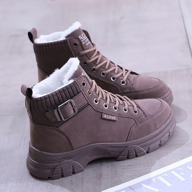 Короткие дутики женские обувь на платформе высокое качество корейские ботинки кожа и — фото 6