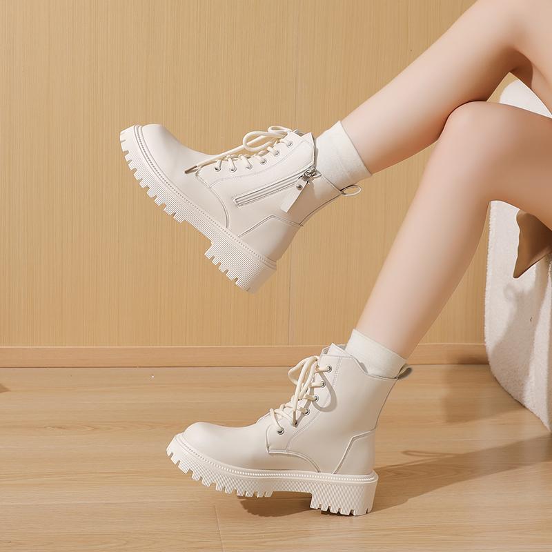 Women’s Winter Boots Casual Brown Short Motorcycle Boots Street Style Black Warm Ankle Boots with Fur Plus Size