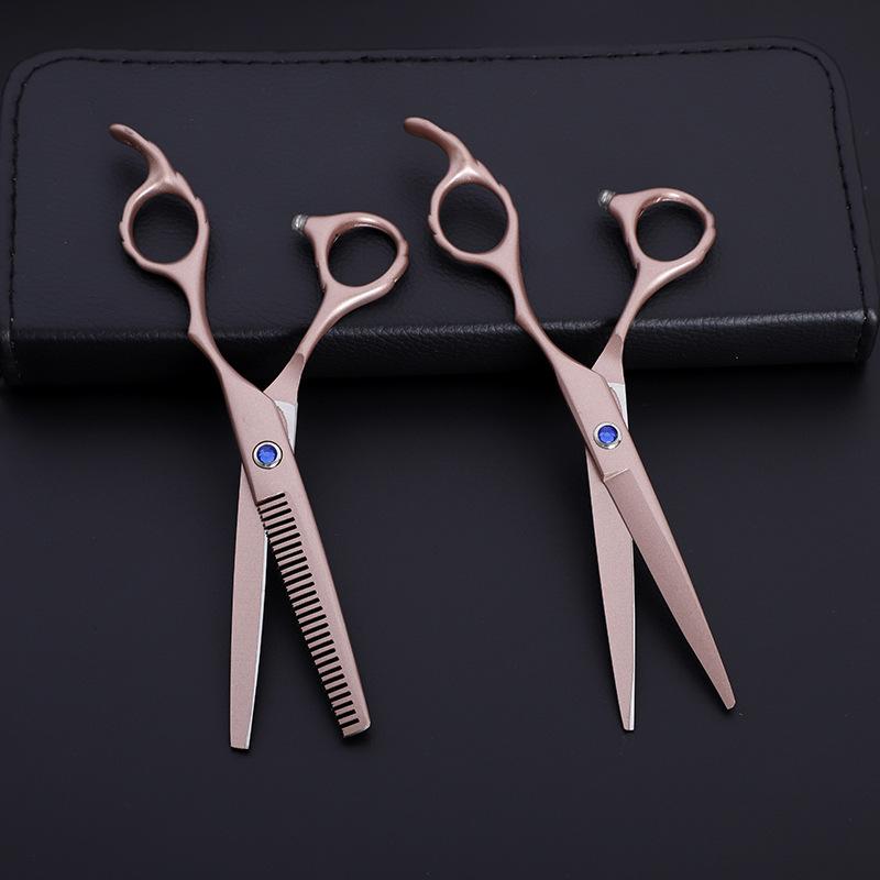 Professional 6 '' Flower Handle Rose Gold Hair Scissors Haircut Thinning Barber Cutting Shears Hairdresser Scissors