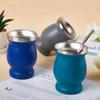 230ml Yerba Mate Gourd Tea Cup Set Double-Wall Stainless Steel Coffee Water Cup Straws Filter With Spoon Brush